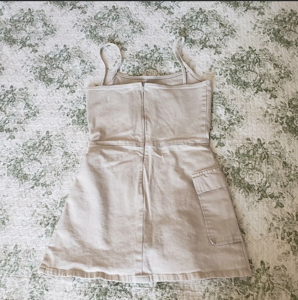MONSTER GIRL Vintage 90s Made in USA Tan Skort Jumpsuit Romper Dress Medium - Picture 6 of 6